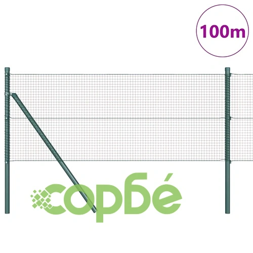 Оградна мрежа с колчета зелена 0.8 x 100 м стомана ➤ топ цена ➤ sorbe.bg