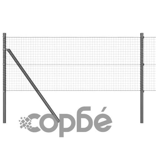 Заварена телена ограда 100 x 0,8 м, стомана, сиво, с 13 стълба ➤ топ цена ➤ sorbe.bg