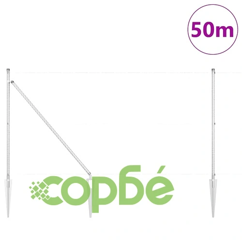 Заваряна оградна мрежа с 13 колчета 1x50 м поцинкована стомана ➤ топ цена ➤ sorbe.bg