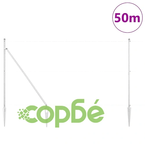 Заварена мрежеста ограда с 13 колчета 1.5x50 м поцинкована стомана ➤ топ цена ➤ sorbe.bg
