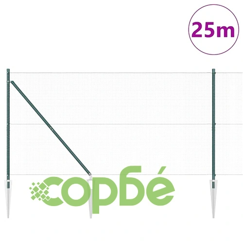 Стоманена ограда с колчета зелена 1.4 x 25 м с PVC покритие ➤ топ цена ➤ sorbe.bg