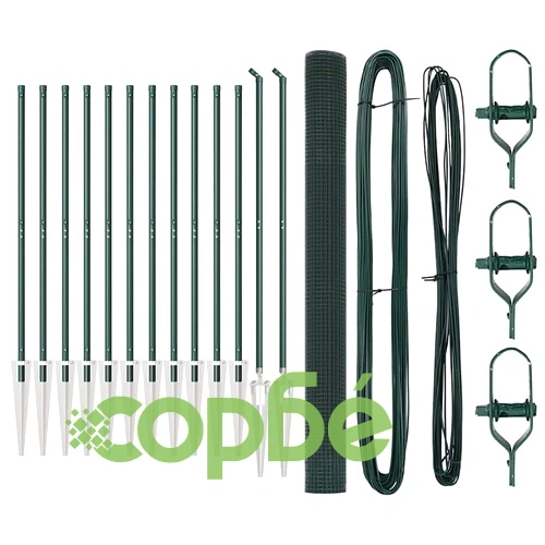 Оградa с колчета от стомана зелена 1.5 x 25 м с 13 стълба ➤ топ цена ➤ sorbe.bg