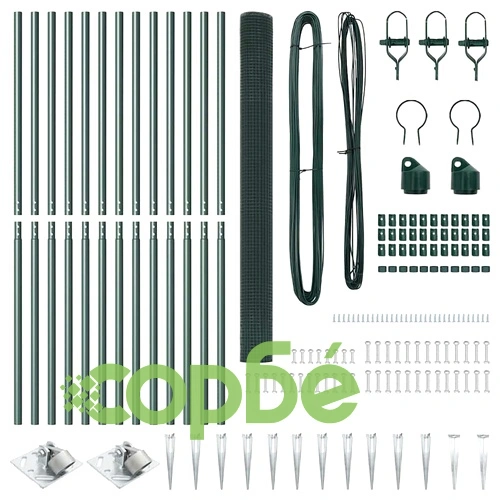 Оградa с колчета от стомана зелена 1.5 x 25 м с 13 стълба ➤ топ цена ➤ sorbe.bg