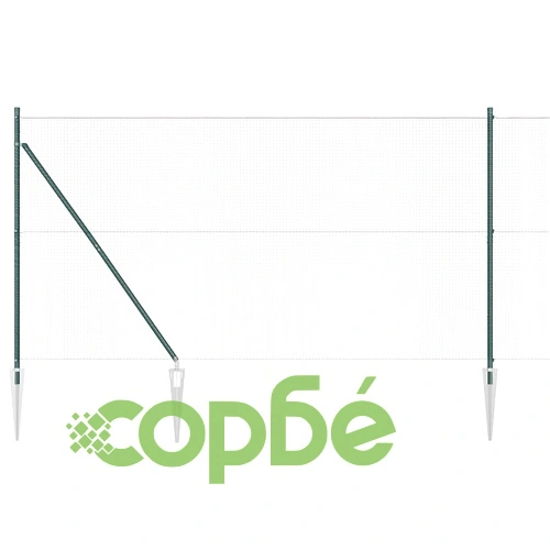 Оградa с колчета от стомана зелена 1.5 x 25 м с 13 стълба ➤ топ цена ➤ sorbe.bg