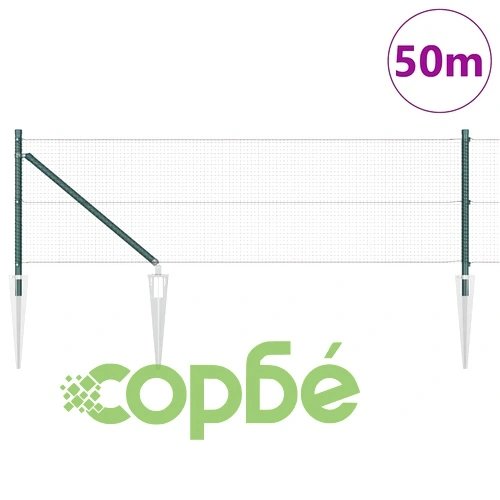 Заварена мрежена ограда с 13 шипови кола, 50 x 0,8 m, PVC покрита стомана, зелена ➤ топ цена ➤ sorbe.bg