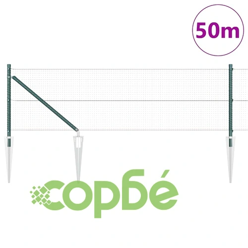 Заварена оградна мрежа с колове 50 x 0,8 м, PVC покрита стомана, Зелена ➤ топ цена ➤ sorbe.bg