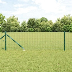 Заварена телена ограда с 13 колчета с шипове, 50 x 0,8 m, PVC-покрита стомана, зелена