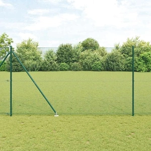 Заварена телена ограда с 13 броя колчета, 50 x 1,5 м, PVC-покрита стомана, зелена