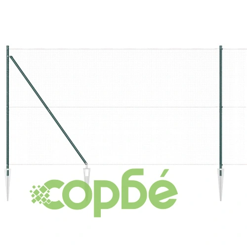 Заварена телена ограда с 13 броя колчета, 50 x 1,5 м, PVC-покрита стомана, зелена ➤ топ цена ➤ sorbe.bg