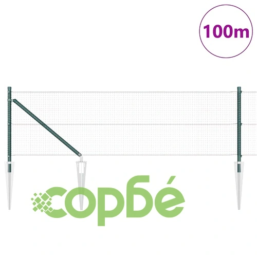 Заваренa оградна мрежа с колове и шипове, PVC покритие, 100 x 0,4 м, стомана, зелена ➤ топ цена ➤ sorbe.bg