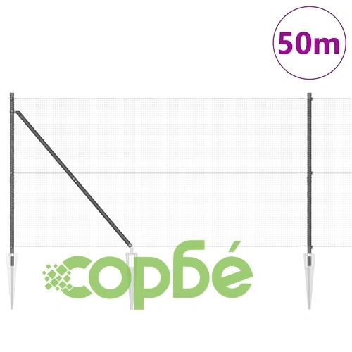 Заварена оградна мрежа с 22 шипа за монтаж, 50 x 1,4 м, PVC-покрита стомана, сиво ➤ топ цена ➤ sorbe.bg