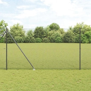 Заварена оградна мрежа с 13 колчета с шипове 50 x 1,5 m PVC покрита стомана Сиво