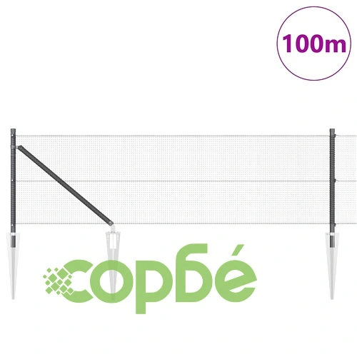Заварена мрежа с шипове, 100 x 0,4 м, PVC покрита стомана, сиво ➤ топ цена ➤ sorbe.bg