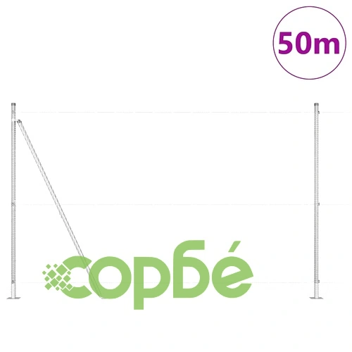 Заварена телена ограда с 13 стълба 1.4 x 50 m поцинкована стомана ➤ топ цена ➤ sorbe.bg