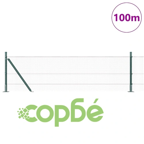 Заварена телена оградна мрежа с основа 100 x 0,4 м, стомана, зелена ➤ топ цена ➤ sorbe.bg