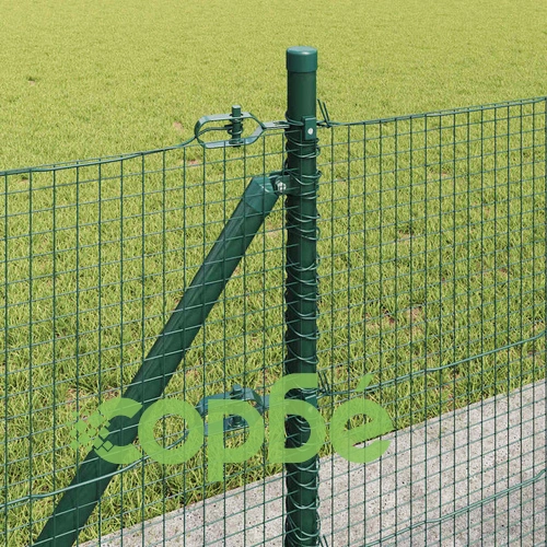Заварена телена оградна мрежа с бетонови основи 100 x 0,4 м, стомана, зелена ➤ топ цена ➤ sorbe.bg