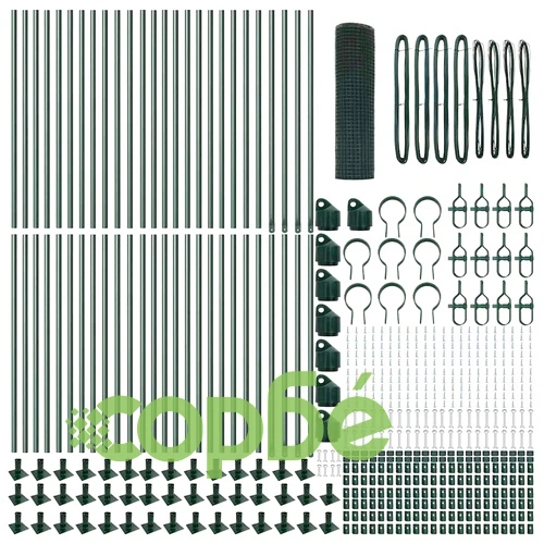 Заварена телена оградна мрежа с бетонови основи 100 х 0,5 м, стомана, зелена ➤ топ цена ➤ sorbe.bg