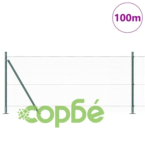 Заварена оградна мрежа с основни плочи 100 x 0,8 м, стомана, зелена ➤ топ цена ➤ sorbe.bg
