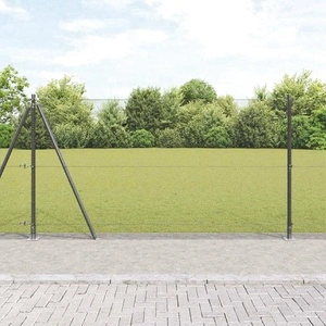 Оградa с колчета от стомана сива 1.2 x 50 m с 13 фланцови стълба