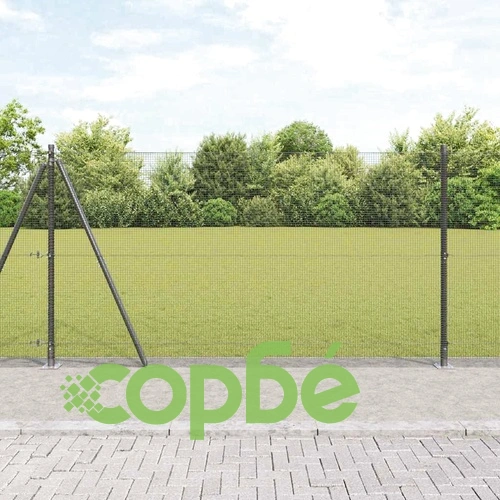 Оградa с колчета от стомана сива 1.2 x 50 m с 13 фланцови стълба ➤ топ цена ➤ sorbe.bg