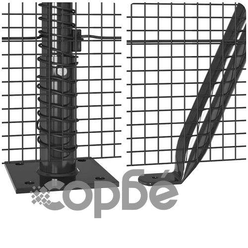 Оградa с колчета от стомана сива 1.2 x 50 m с 13 фланцови стълба ➤ топ цена ➤ sorbe.bg