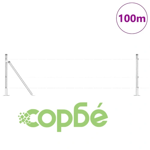 Оградна мрежа с колчета сив 0.4 x 100 м стомана ➤ топ цена ➤ sorbe.bg