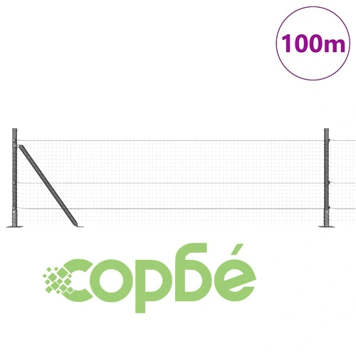 Ограда от заварена мрежа с колчета Сив 0.4 x 100 м Стомана ➤ топ цена ➤ sorbe.bg