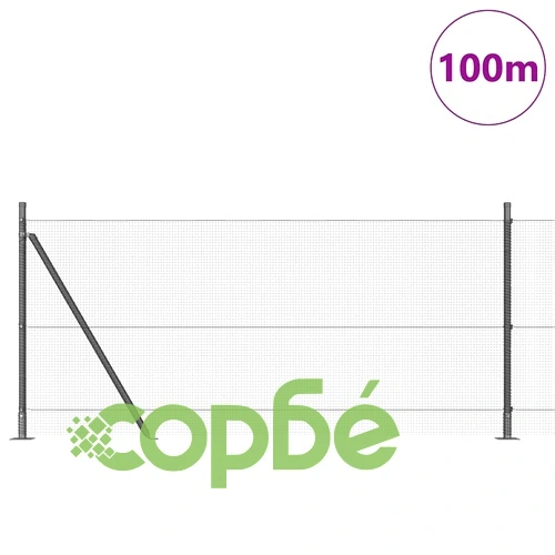 Заваена мрежа с основа от бетон, 100 x 0,8 м, стомана, сиво ➤ топ цена ➤ sorbe.bg