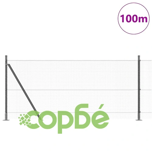 Заварена телена оградна мрежа с бетонова основа, стомана, 100 x 0,8 м, сиво ➤ топ цена ➤ sorbe.bg