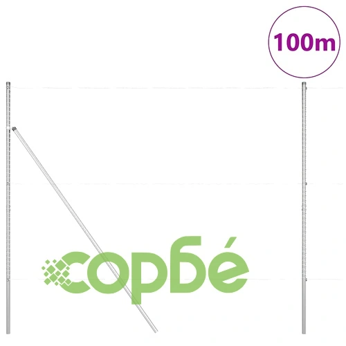 Шестоъгълна ограда с колчета 1.5 x 100 м PVC покрита стомана сребриста ➤ топ цена ➤ sorbe.bg