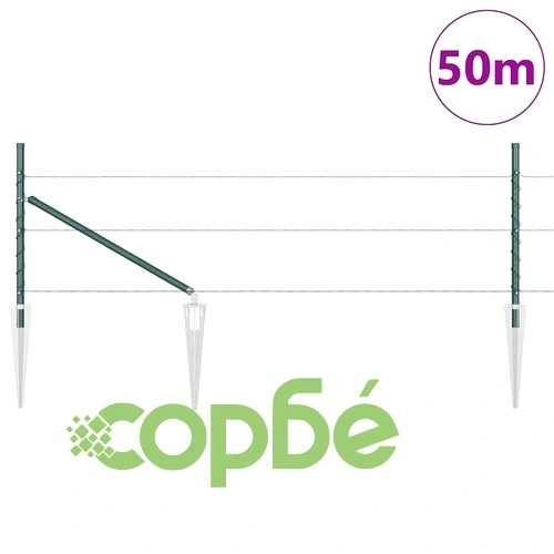 Ограда с колчета зелена 0.4 x 50 м PVC покрита стомана ➤ топ цена ➤ sorbe.bg