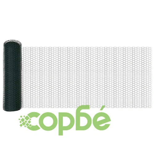 Шестоъгълна ограда с колчета зелена 0,6 x 50 м PVC покрита стомана ➤ топ цена ➤ sorbe.bg