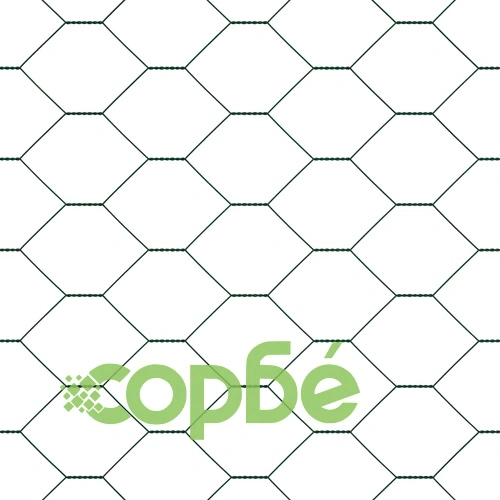 Шестоъгълна оградна мрежа с колове 100 x 0,4 м, PVC-покрита стомана, Зелена ➤ топ цена ➤ sorbe.bg