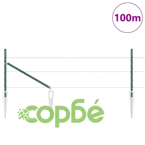 Шестоъгълна оградна мрежа с колове 100 x 0,4 м, PVC-покрита стомана, Зелена ➤ топ цена ➤ sorbe.bg
