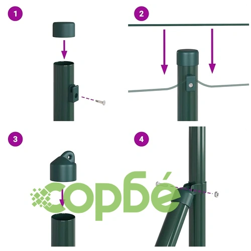 Ограда с колчета зелена 0.8 x 100 м PVC покрита стомана ➤ топ цена ➤ sorbe.bg