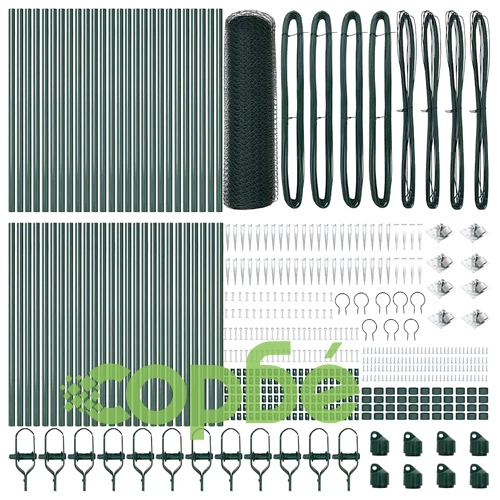 Ограда с колчета зелена 0.8 x 100 м PVC покрита стомана ➤ топ цена ➤ sorbe.bg