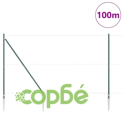 Шестоъгълна оградна мрежа с колове 100 x 1,6 м, зелена, PVC-стомана ➤ топ цена ➤ sorbe.bg