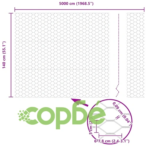 Шестоъгълна оградна мрежа 50 x 1,4 м, PVC-обработена стомана ➤ топ цена ➤ sorbe.bg