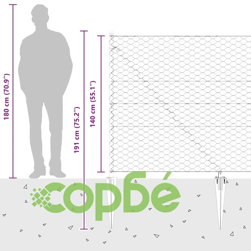 Шестоъгълна оградна мрежа 50 x 1,4 м, PVC-обработена стомана ➤ топ цена ➤ sorbe.bg