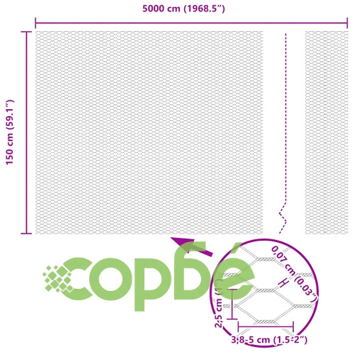 Шестоъгълна ограда с колове, 50 x 1,5 m, ПВЦ-обработена стомана ➤ топ цена ➤ sorbe.bg