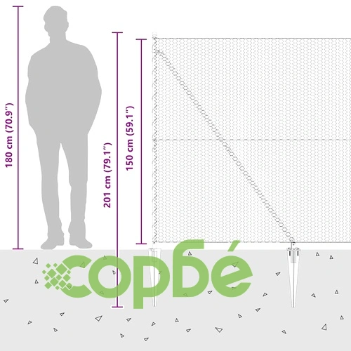 Шестоъгълна ограда с колове, 50 x 1,5 m, ПВЦ-обработена стомана ➤ топ цена ➤ sorbe.bg