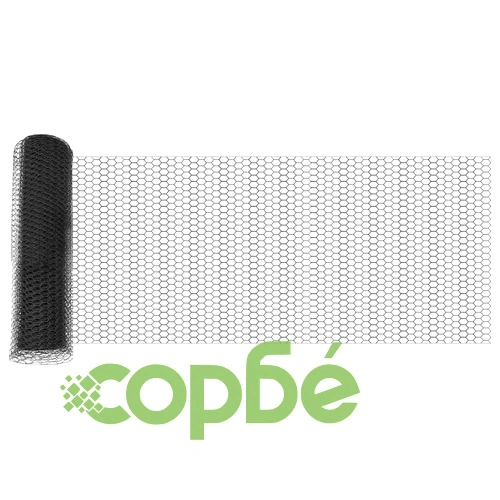 Ограда с шестоъгълни отвори сива 1x100 м PVC покрита стомана ➤ топ цена ➤ sorbe.bg