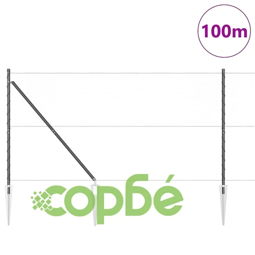 Ограда с колчета сива 1.2 x 100 м PVC покрита стомана ➤ топ цена ➤ sorbe.bg