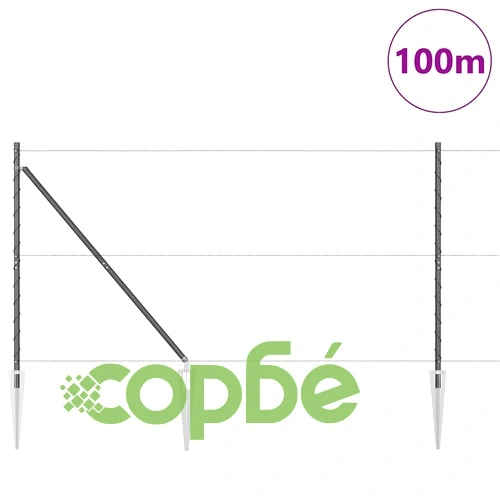 Ограда с колчета сива 1.2 x 100 m PVC покрита стомана ➤ топ цена ➤ sorbe.bg