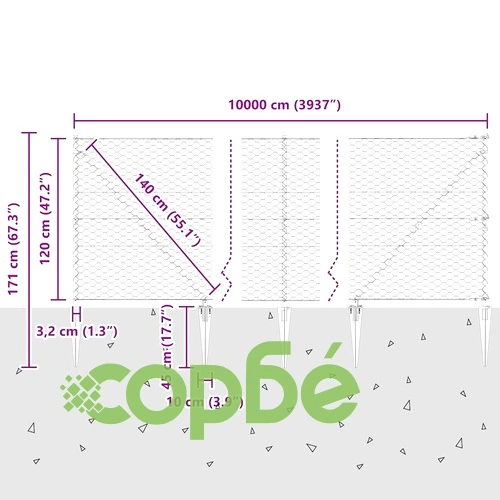Шестоъгълна ограда сива 1.2x100 м PVC покрита стомана ➤ топ цена ➤ sorbe.bg