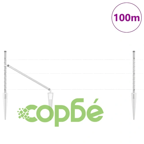 Ограда от PVC покрита стомана 0.5 x 100 м сребриста с колчета ➤ топ цена ➤ sorbe.bg