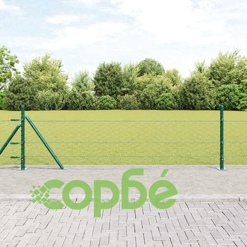 Ограда с шестоъгълни отвори зелена 0.4 x 100 м PVC покрита стомана ➤ топ цена ➤ sorbe.bg