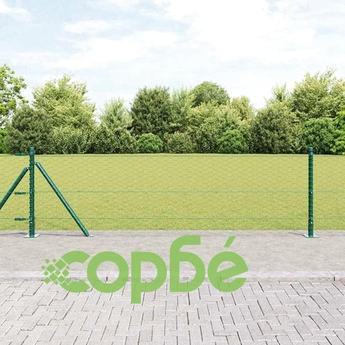Ограда с шестоъгълни отвори зелена 0.6 x 100 м PVC покрита стомана ➤ топ цена ➤ sorbe.bg