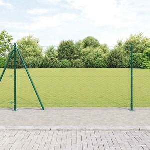 Оградна мрежа с колчета зелена 1,2 x 100 м PVC покрита стомана