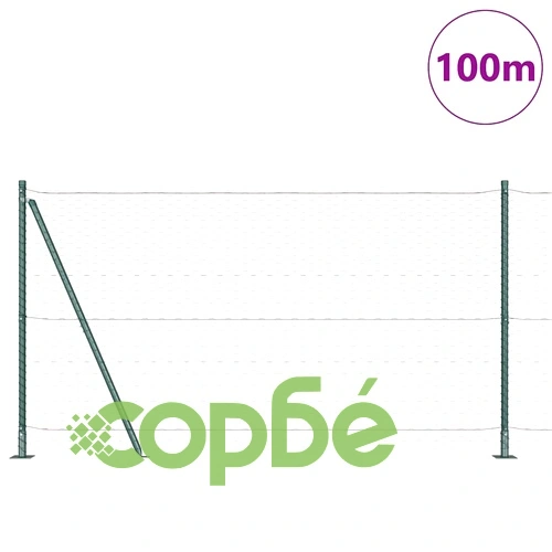 Оградна мрежа с колчета зелена 1,2 x 100 м PVC покрита стомана ➤ топ цена ➤ sorbe.bg